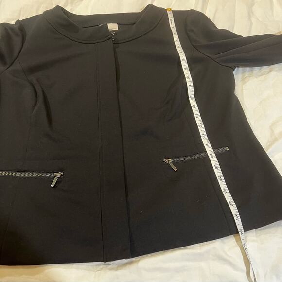 Sejour Collarless Half Sleeve Ponte Knit Zip Up Jacket sz 16W - Picture 8 of 12